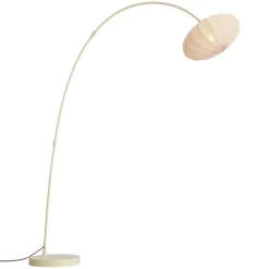 QAZQA Esszimmerlampen|Wohnzimmerlampen*Japandi Bogen Stehlampe Beige mit Schirm - Bida