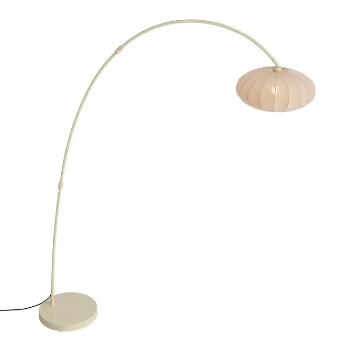 QAZQA Esszimmerlampen|Wohnzimmerlampen*Japandi Bogen Stehlampe Beige mit Schirm - Bida