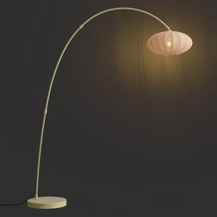 QAZQA Esszimmerlampen|Wohnzimmerlampen*Japandi Bogen Stehlampe Beige mit Schirm - Bida