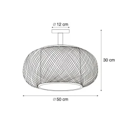 QAZQA Esszimmerlampen|Wohnzimmerlampen*Japandi Deckenleuchte Bambus mit weißer Innenseite - Liva