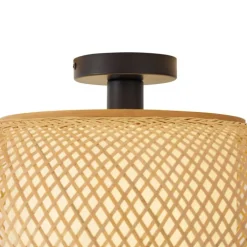 QAZQA Esszimmerlampen|Wohnzimmerlampen*Japandi Deckenleuchte Bambus mit weißer Innenseite - Liva