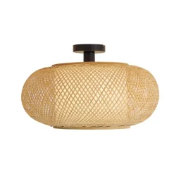 QAZQA Esszimmerlampen|Wohnzimmerlampen*Japandi Deckenleuchte Bambus mit weißer Innenseite - Liva