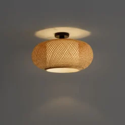 QAZQA Esszimmerlampen|Wohnzimmerlampen*Japandi Deckenleuchte Bambus mit weißer Innenseite - Liva