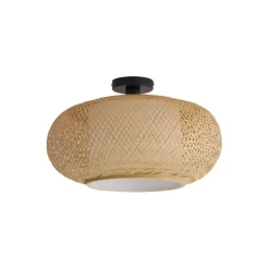 QAZQA Esszimmerlampen|Wohnzimmerlampen*Japandi Deckenleuchte Bambus mit weißer Innenseite - Liva