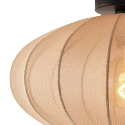 QAZQA Schlafzimmerlampen|Küchenlampen*Japandi Deckenleuchte Braun mit Stoffschirm - Bida