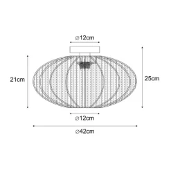 QAZQA Schlafzimmerlampen|Küchenlampen*Japandi Deckenleuchte Braun mit Stoffschirm - Bida
