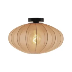 QAZQA Schlafzimmerlampen|Küchenlampen*Japandi Deckenleuchte Braun mit Stoffschirm - Bida