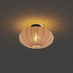 QAZQA Schlafzimmerlampen|Küchenlampen*Japandi Deckenleuchte Braun mit Stoffschirm - Bida