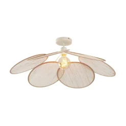 QAZQA Schlafzimmerlampen|Küchenlampen*Japandi Deckenleuchte Creme mit Leinenschirm - Aisha