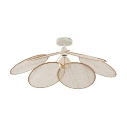 QAZQA Schlafzimmerlampen|Küchenlampen*Japandi Deckenleuchte Creme mit Leinenschirm - Aisha