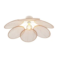 QAZQA Schlafzimmerlampen|Küchenlampen*Japandi Deckenleuchte Creme mit Leinenschirm - Aisha