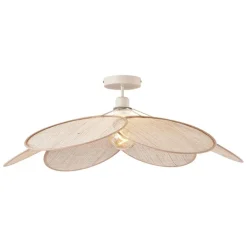 QAZQA Schlafzimmerlampen|Küchenlampen*Japandi Deckenleuchte Creme mit Leinenschirm - Aisha