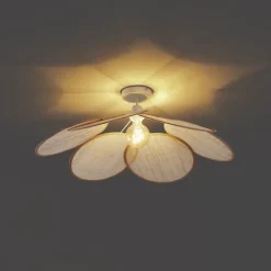 QAZQA Schlafzimmerlampen|Küchenlampen*Japandi Deckenleuchte Creme mit Leinenschirm - Aisha