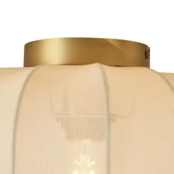 QAZQA Deckenleuchten*Japandi Deckenleuchte Gold mit beigem Schirm - Pluni