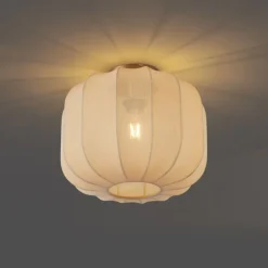 QAZQA Deckenleuchten*Japandi Deckenleuchte Gold mit beigem Schirm - Pluni