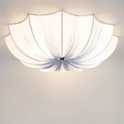 Kinder QAZQA Kinderzimmerlampen|Deckenleuchten*Japandi Deckenleuchte Grau Seide 52cm 3-flammig - Plu