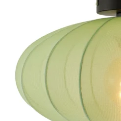QAZQA Deckenleuchten|Wohnzimmerlampen*Japandi Deckenleuchte Grün mit Stoffschirm - Bida