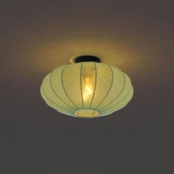 QAZQA Deckenleuchten|Wohnzimmerlampen*Japandi Deckenleuchte Grün mit Stoffschirm - Bida