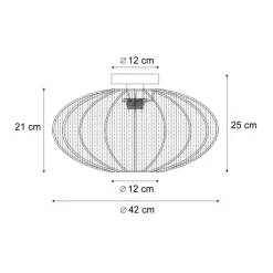QAZQA Schlafzimmerlampen|Küchenlampen*Japandi Deckenleuchte weiß mit Stoffschirm - Bida