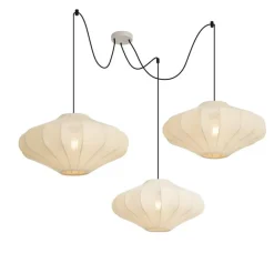 QAZQA Schlafzimmerlampen|Küchenlampen*Japandi Hängelampe Beige 50cm 3-flammig - Plu