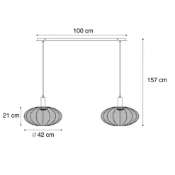 QAZQA Schlafzimmerlampen|Küchenlampen*Japandi Hängelampe Beige mit Stoffschirm 2-flammig - Bida
