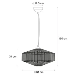 Trio Leuchten Pendelleuchten|Wohnzimmerlampen*Japandi Hängelampe braunes Seil 61cm - Svea