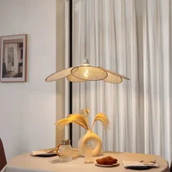 QAZQA Schlafzimmerlampen|Küchenlampen*Japandi Hängelampe Creme mit Leinenschirm - Aisha