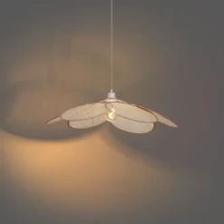 QAZQA Schlafzimmerlampen|Küchenlampen*Japandi Hängelampe Creme mit Leinenschirm - Aisha