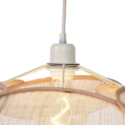 QAZQA Schlafzimmerlampen|Küchenlampen*Japandi Hängelampe Creme mit Leinenschirm - Aisha