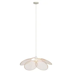 QAZQA Schlafzimmerlampen|Küchenlampen*Japandi Hängelampe Creme mit Leinenschirm - Aisha