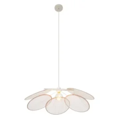 QAZQA Schlafzimmerlampen|Küchenlampen*Japandi Hängelampe Creme mit Leinenschirm - Aisha