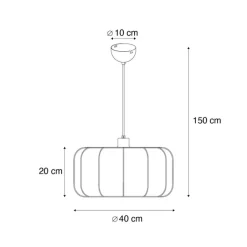 Trio Leuchten Pendelleuchten|Wohnzimmerlampen*Japandi Hängelampe Schwarz mit Weiß 40cm - Madleine