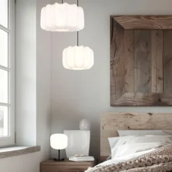 Trio Leuchten Pendelleuchten|Wohnzimmerlampen*Japandi Hängelampe Schwarz mit Weiß 40cm - Madleine