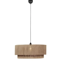 Trio Leuchten Schlafzimmerlampen|Küchenlampen*Japandi Hängelampe schwarz mit braunem Seil 60cm - Smilla