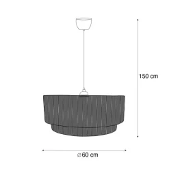 Trio Leuchten Schlafzimmerlampen|Küchenlampen*Japandi Hängelampe schwarz mit braunem Seil 60cm - Smilla