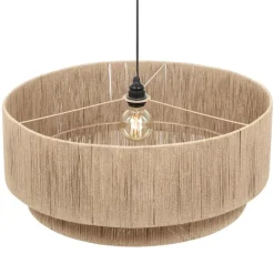 Trio Leuchten Schlafzimmerlampen|Küchenlampen*Japandi Hängelampe schwarz mit braunem Seil 60cm - Smilla