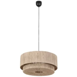 Trio Leuchten Schlafzimmerlampen|Küchenlampen*Japandi Hängelampe schwarz mit braunem Seil 60cm - Smilla