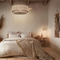 Trio Leuchten Schlafzimmerlampen|Küchenlampen*Japandi Hängelampe schwarz mit braunem Seil 60cm - Smilla