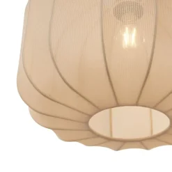 QAZQA Schlafzimmerlampen|Küchenlampen*Japandi Hängelampe Schwarz und Gold mit beigem Schirm 3-flammig - Pluni