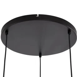 QAZQA Schlafzimmerlampen|Küchenlampen*Japandi Hängelampe Schwarz und Gold mit beigem Schirm 3-flammig - Pluni