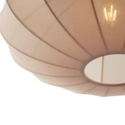 QAZQA Pendelleuchten|Wohnzimmerlampen*Japandi Hängelampe Schwarz mit braunem Stoffschirm 3-flammig - Bida