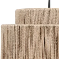 Trio Leuchten Schlafzimmerlampen|Küchenlampen*Japandi Hängelampe schwarz mit braunem Seil 4-flammig - Smilla