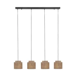Trio Leuchten Schlafzimmerlampen|Küchenlampen*Japandi Hängelampe schwarz mit braunem Seil 4-flammig - Smilla