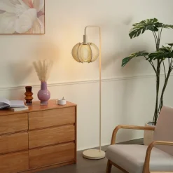 QAZQA Stehlampen|Wohnzimmerlampen*Japandi Stehleuchte Beige mit Schirm - Gertie