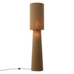 QAZQA Wohnzimmerlampen|Stehlampen*Japandi Stehleuchte brauner Teddy-Stoff 2-flammig - Trompet