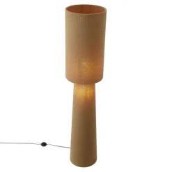 QAZQA Wohnzimmerlampen|Stehlampen*Japandi Stehleuchte brauner Teddy-Stoff 2-flammig - Trompet