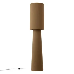 QAZQA Wohnzimmerlampen|Stehlampen*Japandi Stehleuchte brauner Teddy-Stoff 2-flammig - Trompet