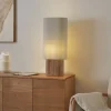 QAZQA Wohnzimmerlampen|Stehlampen*Japandi Stehleuchte Holz mit Leinenschirm 70cm - Lamel