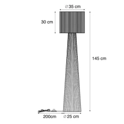 QAZQA Wohnzimmerlampen|Stehlampen*Japandi Stehleuchte Natur mit Schirm - Dart