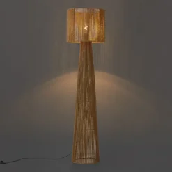 QAZQA Wohnzimmerlampen|Stehlampen*Japandi Stehleuchte Natur mit Schirm - Dart